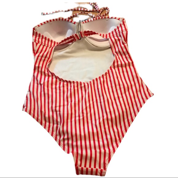 ❤️NWT Zaful Red & White Striped Medium Swimsuit❤️ - Picture 3 of 16